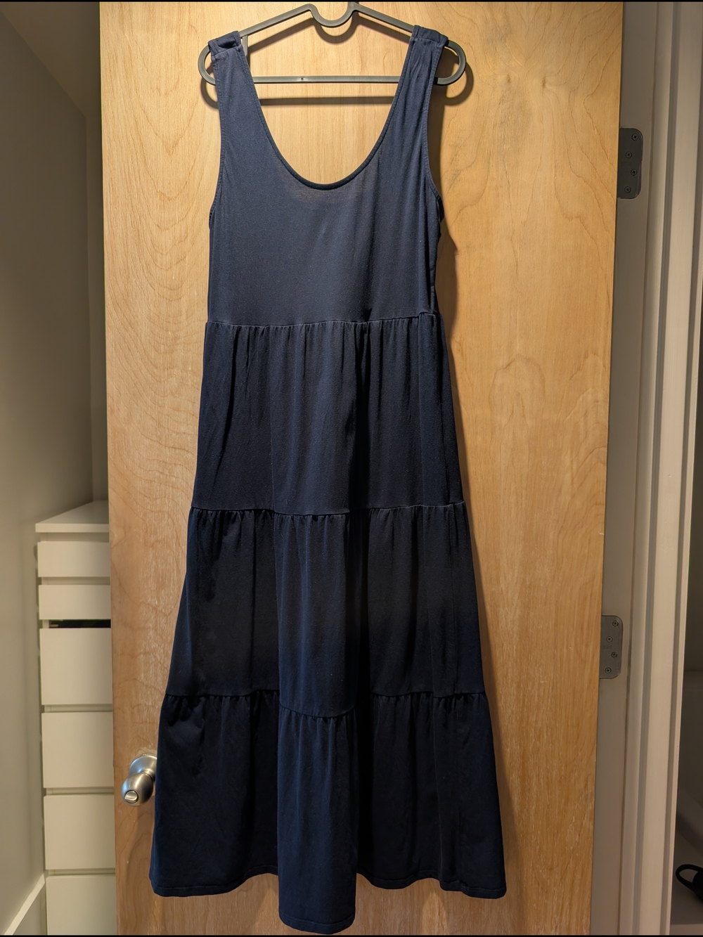 J. Crew Navy Blue Tiered Maxi Dress